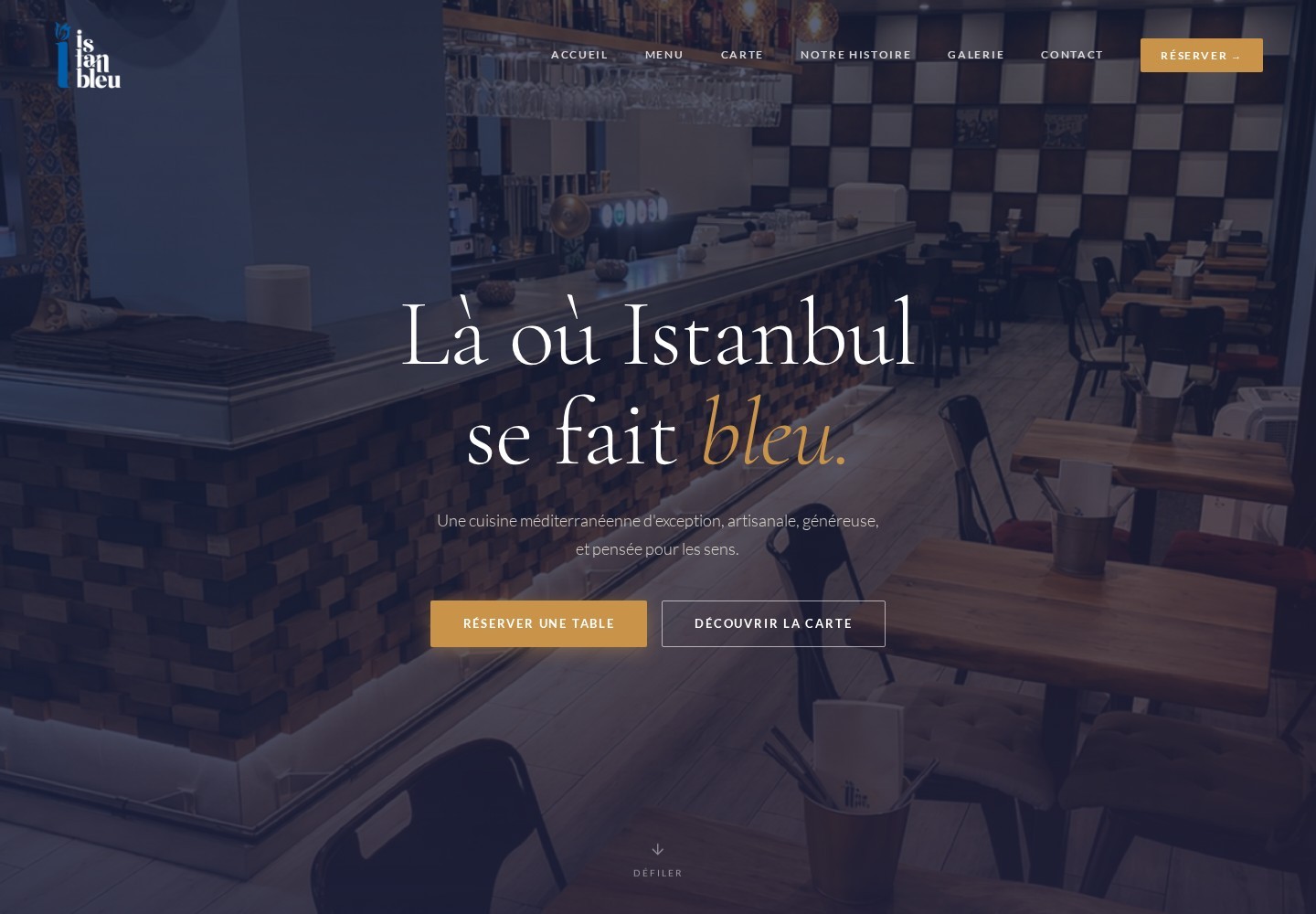 Restaurant Istanbleu — page d’accueil