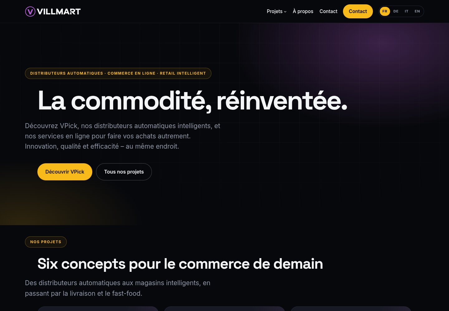 Site web Villmart — distributeurs automatiques et retail intelligent
