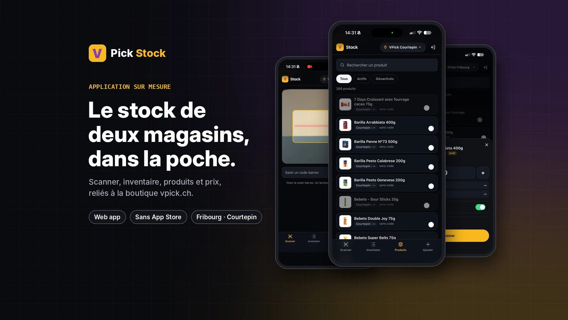 VPick Stock — application de gestion de stock sur mesure